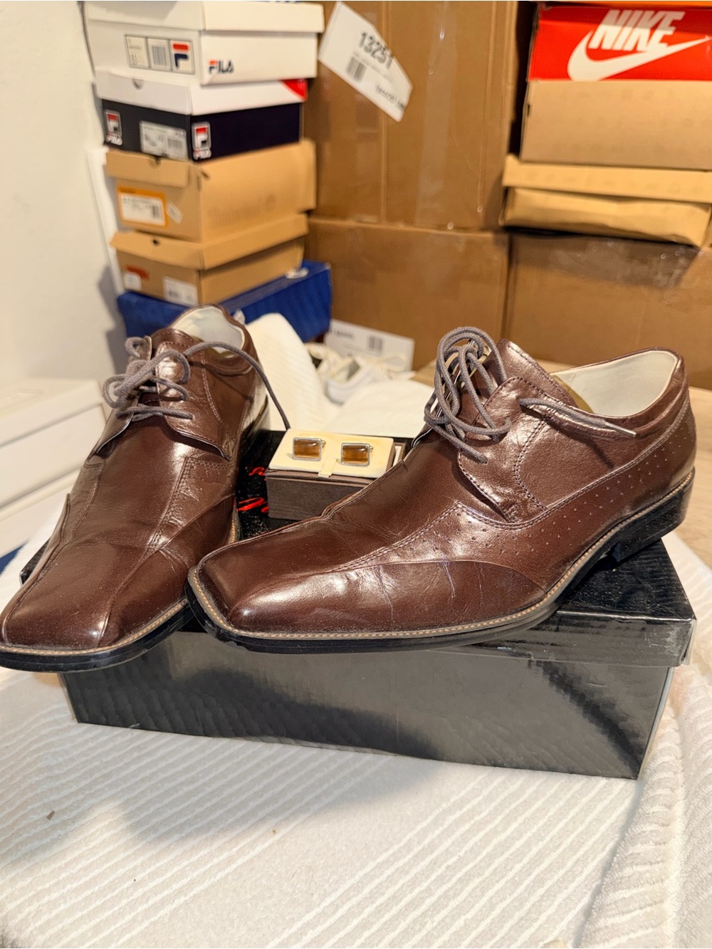 Giovanni Classics Men’s Brown Leather Square Toe Dress Shoes Size 9